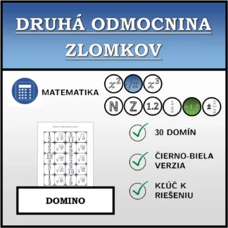 Domino: Druhá odmocnina zlomkov