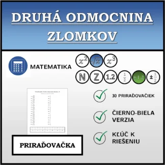 Priraďovačka: Druhá odmocnina zlomkov