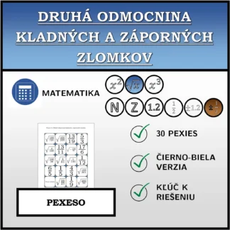 Pexeso: Druhá odmocnina kladných a záporných zlomkov