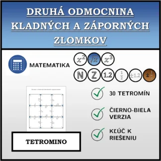 Tetromino: Druhá odmocnina kladných a záporných zlomkov