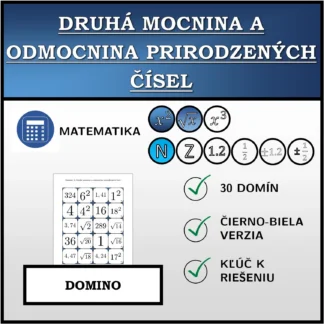 Domino: Druhá mocnina a odmocnina prirodzených čísel