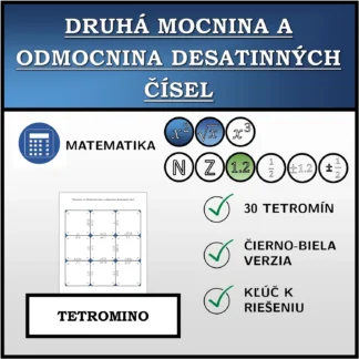 Tetromino: Druhá mocnina a odmocnina desatinných čísel